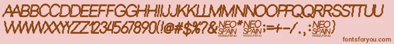 Neo Spain-Schriftart – Braune Schriften auf rosa Hintergrund