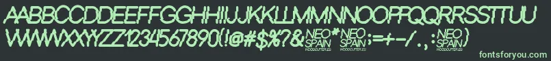 Neo Spain-Schriftart – Grüne Schriften auf schwarzem Hintergrund