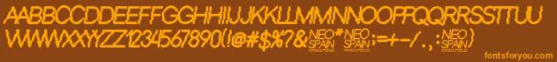 Fonte Neo Spain – fontes laranjas em um fundo marrom