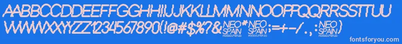 Czcionka Neo Spain – różowe czcionki na niebieskim tle