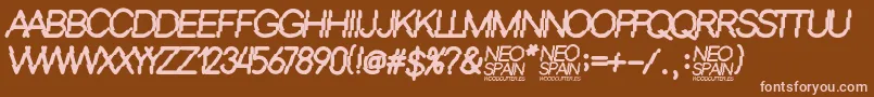 Czcionka Neo Spain – różowe czcionki na brązowym tle