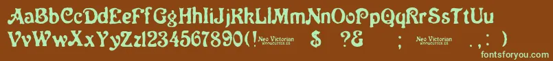 Neo Victorian-fontti – vihreät fontit ruskealla taustalla