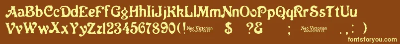 Neo Victorian-fontti – keltaiset fontit ruskealla taustalla
