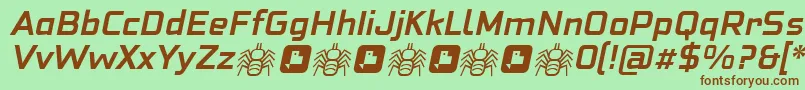Fonte NeoFobia BoldItalic – fontes marrons em um fundo verde