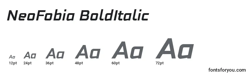 Größen der Schriftart NeoFobia BoldItalic