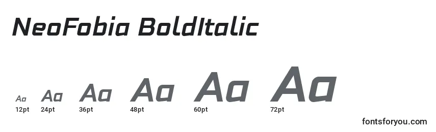 Tamaños de fuente NeoFobia BoldItalic