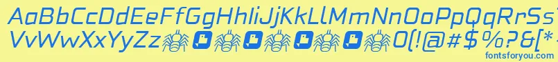 Saiba mais sobre a fonte NeoFobia Italic Fonte NeoFobia Italic – fontes azuis em um fundo amarelo