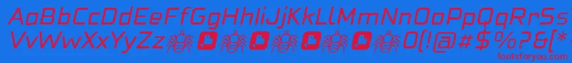 フォントNeoFobia Italic – 赤い文字の青い背景