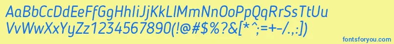 BloggerSansItalic Font – Blue Fonts on Yellow Background