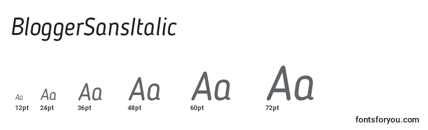 BloggerSansItalic Font Sizes