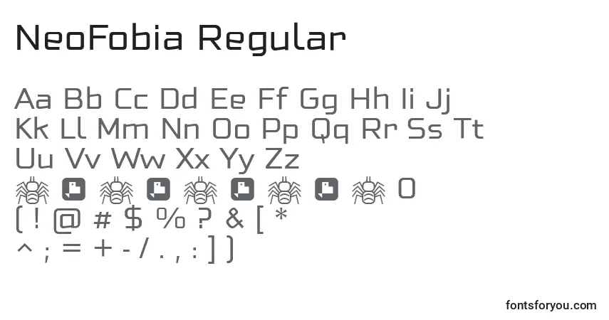 Schriftart NeoFobia Regular – Alphabet, Zahlen, spezielle Symbole