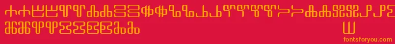 fuente Neoglagolitic Alpha – Fuentes Naranjas Sobre Fondo Rojo