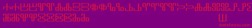 Neoglagolitic Alpha-Schriftart – Rote Schriften auf violettem Hintergrund