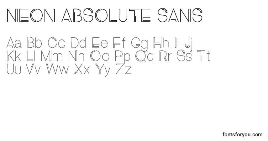 A fonte NEON ABSOLUTE SANS1 – alfabeto, números, caracteres especiais
