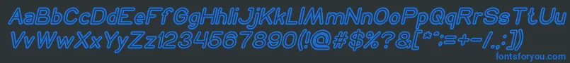 Czcionka NEON GLOW Bold Italic – niebieskie czcionki na czarnym tle