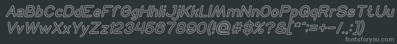 NEON GLOW Bold Italic-fontti – harmaat kirjasimet mustalla taustalla