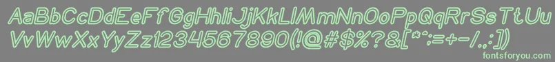 フォントNEON GLOW Bold Italic – 灰色の背景に緑のフォント