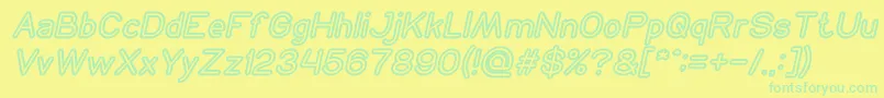 NEON GLOW Bold Italic-Schriftart – Grüne Schriften auf gelbem Hintergrund