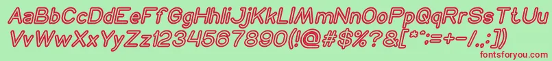 フォントNEON GLOW Bold Italic – 赤い文字の緑の背景