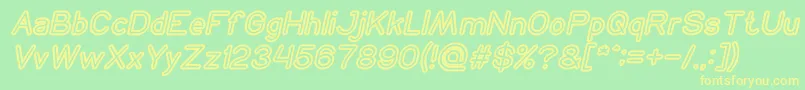 Fonte NEON GLOW Bold Italic – fontes amarelas em um fundo verde