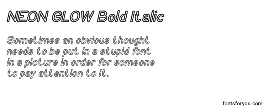 Przegląd czcionki NEON GLOW Bold Italic
