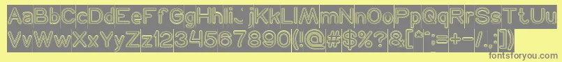 フォントNEON GLOW Hollow Inverse – 黄色の背景に灰色の文字