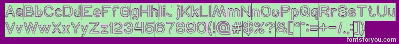 NEON GLOW Hollow Inverse-fontti – vihreät fontit violetilla taustalla