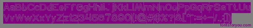 フォントNEON GLOW Hollow Inverse – 紫色のフォント、灰色の背景