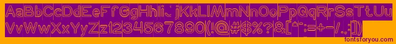 NEON GLOW Hollow Inverse-fontti – violetit fontit oranssilla taustalla