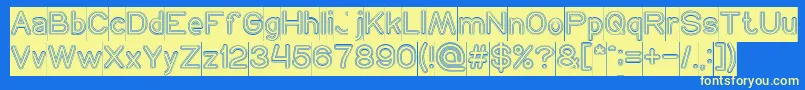 NEON GLOW Hollow Inverse-fontti – keltaiset fontit sinisellä taustalla