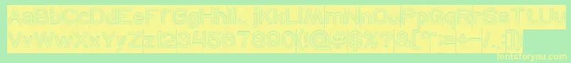 NEON GLOW Hollow Inverse-fontti – keltaiset fontit vihreällä taustalla