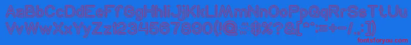 NEON GLOW Hollow-Schriftart – Rote Schriften auf blauem Hintergrund