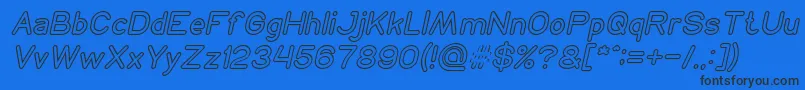 NEON GLOW Italic-Schriftart – Schwarze Schriften auf blauem Hintergrund