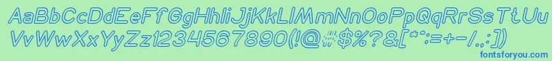 Czcionka NEON GLOW Italic – niebieskie czcionki na zielonym tle