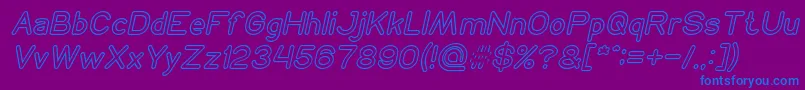 Police NEON GLOW Italic – polices bleues sur fond violet