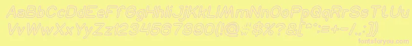 Fonte NEON GLOW Italic – fontes rosa em um fundo amarelo