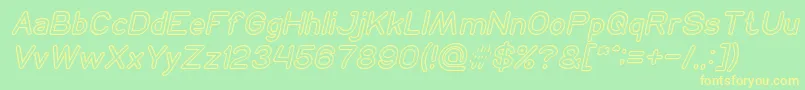 Police NEON GLOW Italic – polices jaunes sur fond vert