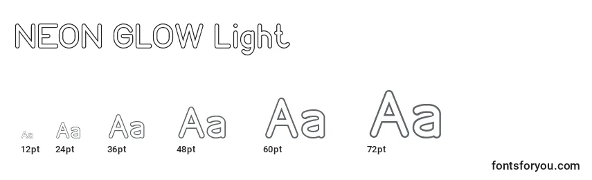 Размеры шрифта NEON GLOW Light