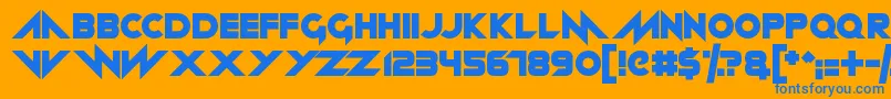 Neon machine Font – Blue Fonts on Orange Background