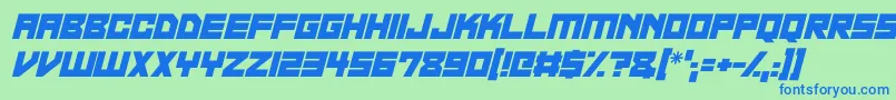 Шрифт Neon Overdrive Italic – синие шрифты на зелёном фоне