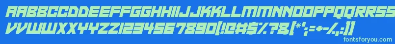 フォントNeon Overdrive Italic – 青い背景に緑のフォント