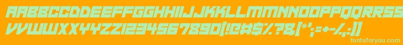 Neon Overdrive Italic Font – Green Fonts on Orange Background