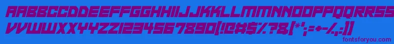 フォントNeon Overdrive Italic – 紫色のフォント、青い背景