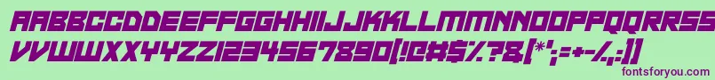 Neon Overdrive Italic-fontti – violetit fontit vihreällä taustalla