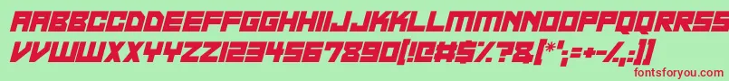 フォントNeon Overdrive Italic – 赤い文字の緑の背景