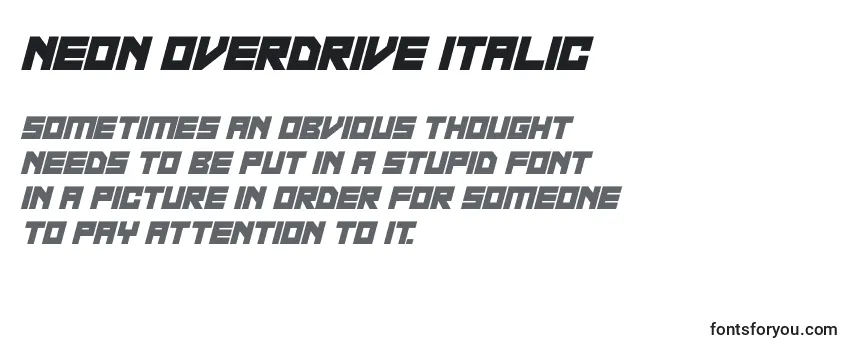 Neon Overdrive Italic -fontin tarkastelu