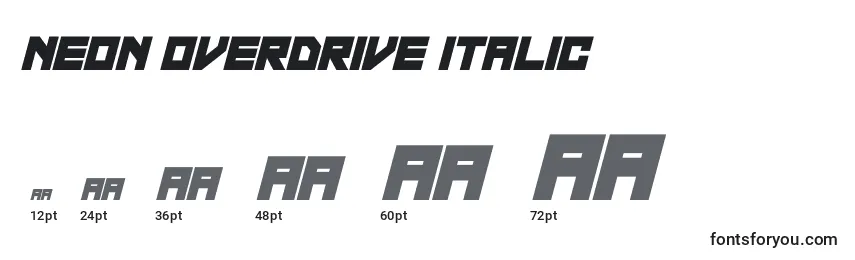 Größen der Schriftart Neon Overdrive Italic (135446)