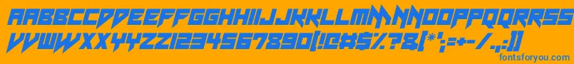 フォントNeon Vampire Italic – オレンジの背景に青い文字