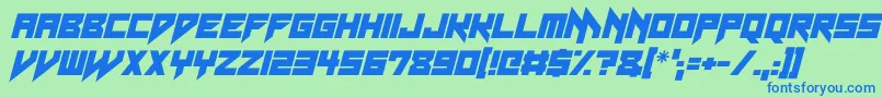 フォントNeon Vampire Italic – 青い文字は緑の背景です。