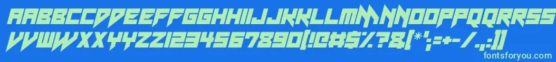 フォントNeon Vampire Italic – 青い背景に緑のフォント